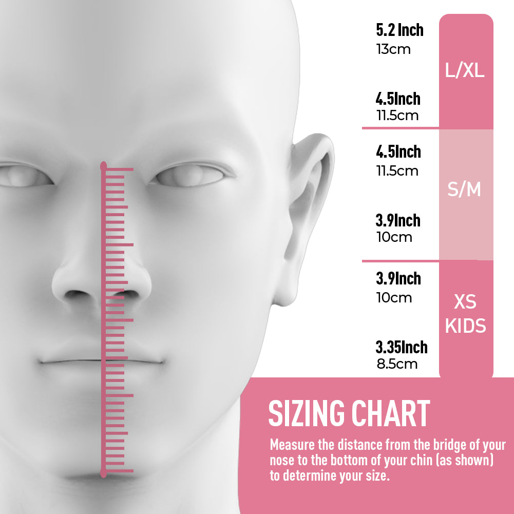 G2RISE snorkel mask size chart for kids and adults with measurement guide