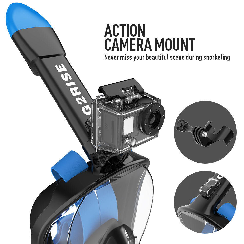 G2RISE SN01 full face snorkel mask action camera mount for underwater adventures