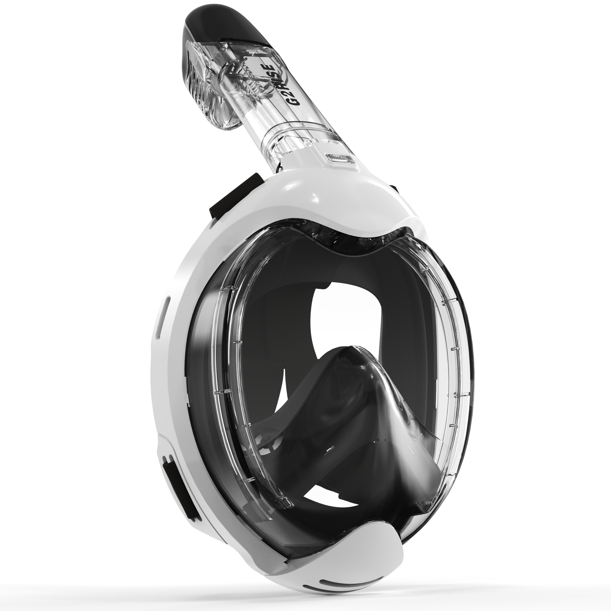 G2RISE Kids full face snorkel mask in black and white for underwater adventures.
