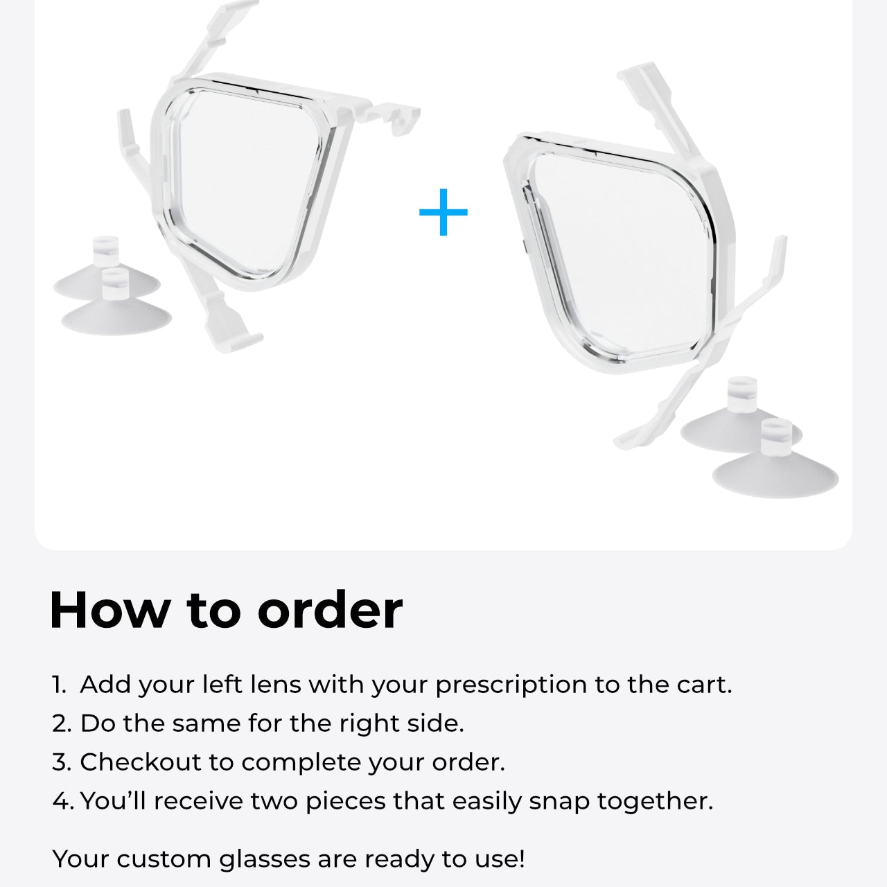 G2RISE Nearsighted Glasses for Snorkeling Masks