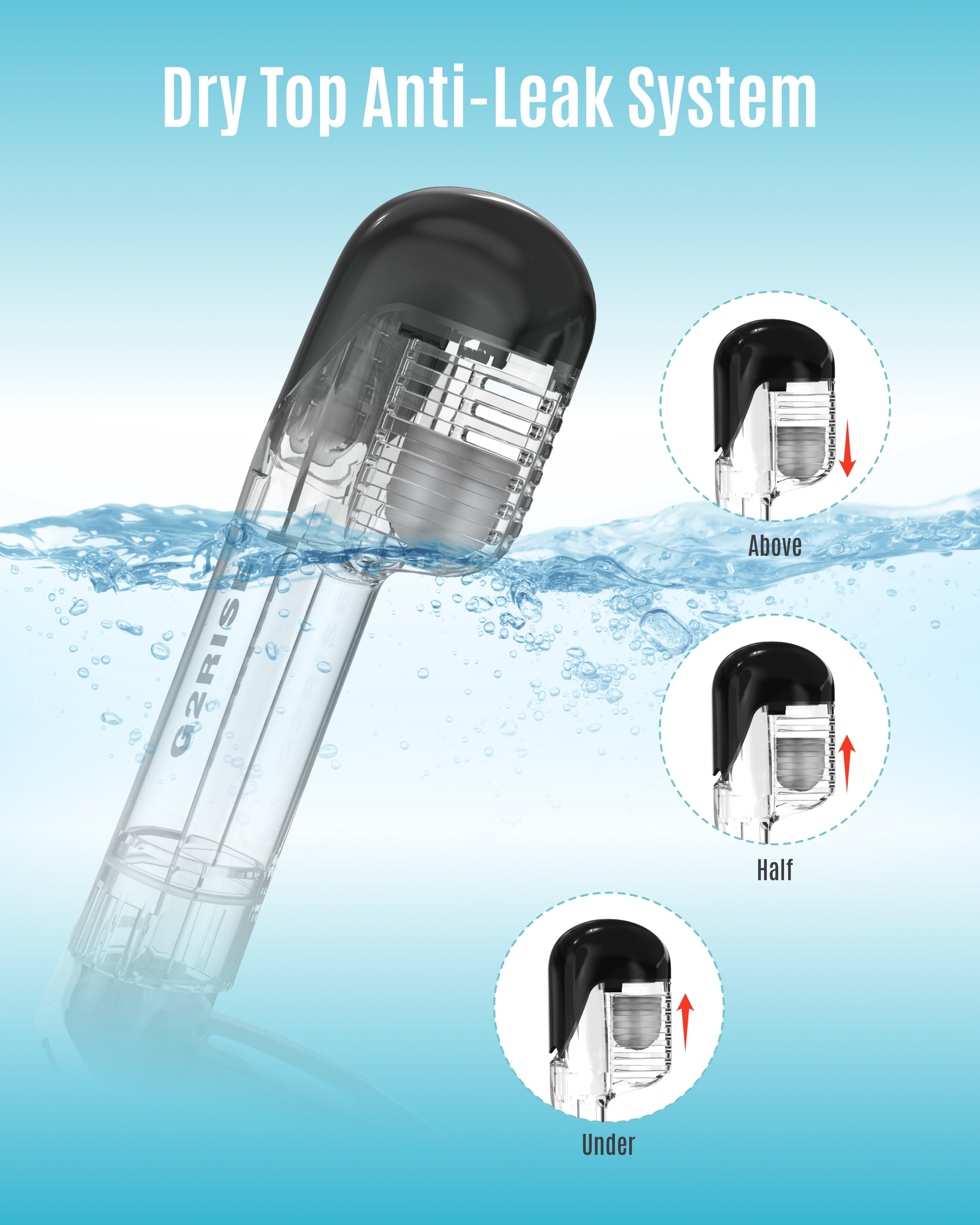 G2RISE snorkel mask dry top anti-leak system with water level indicators