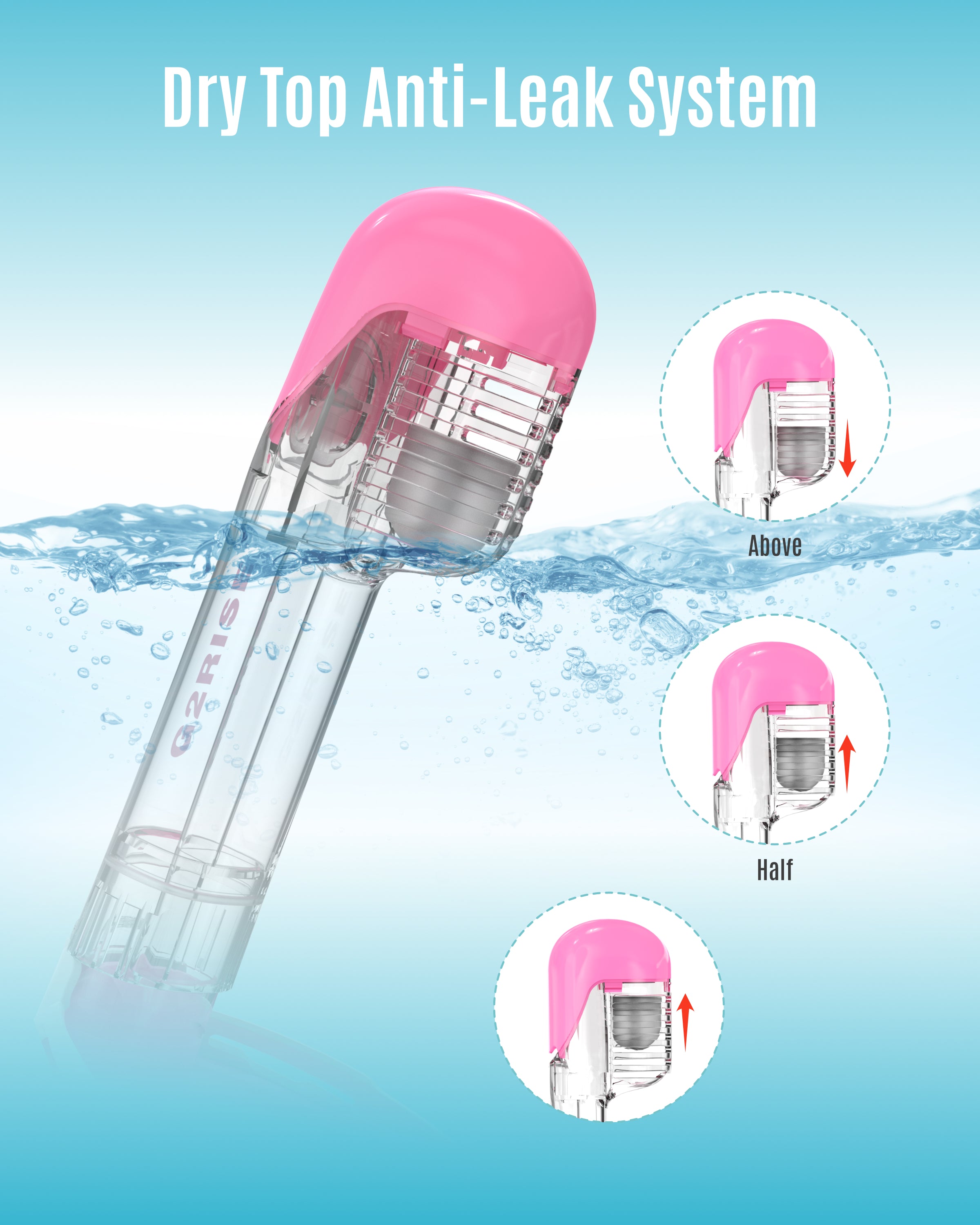 G2RISE snorkel mask dry top anti-leak system demonstration in water