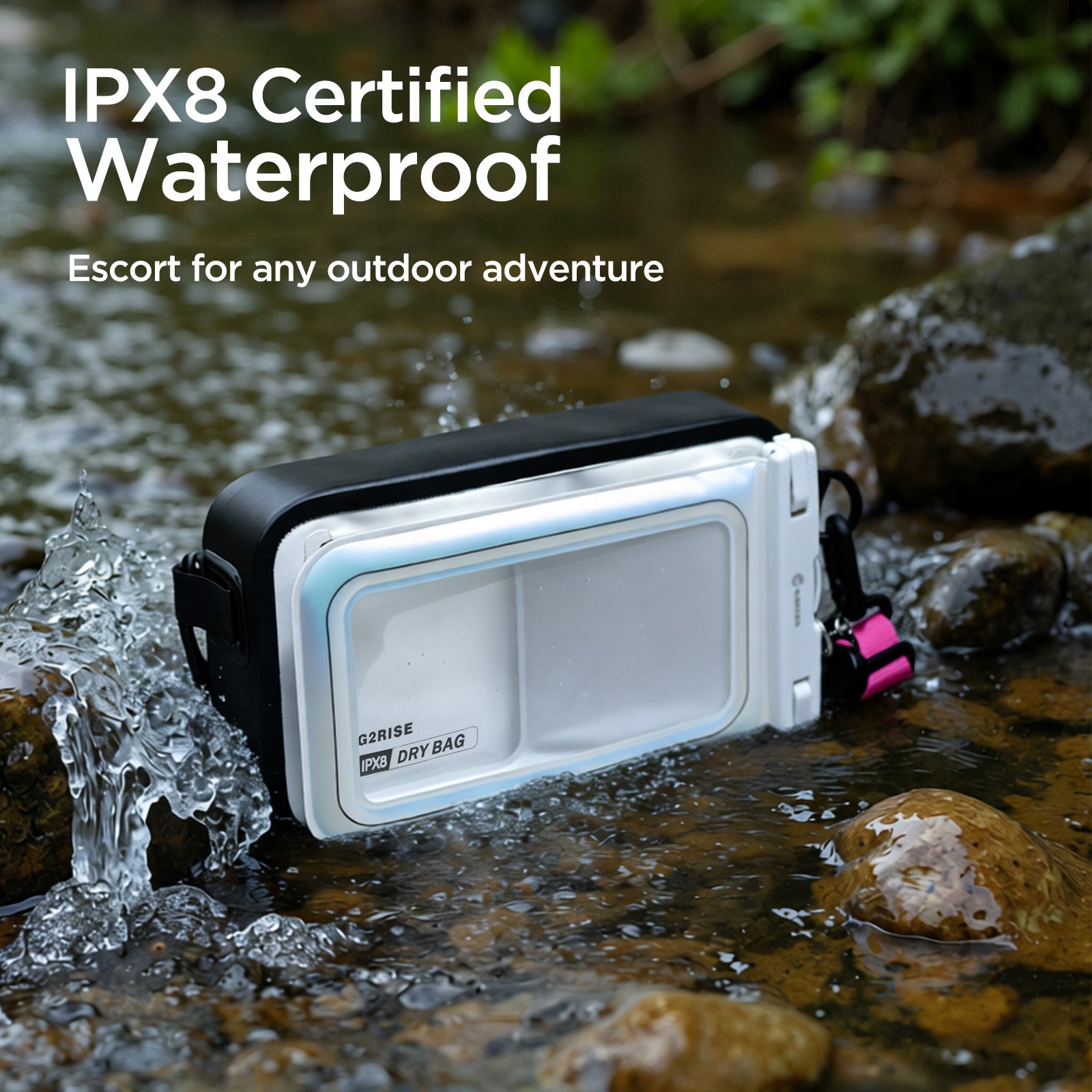 G2RISE Waterproof Dry Bag with Phone pouch-White Rose