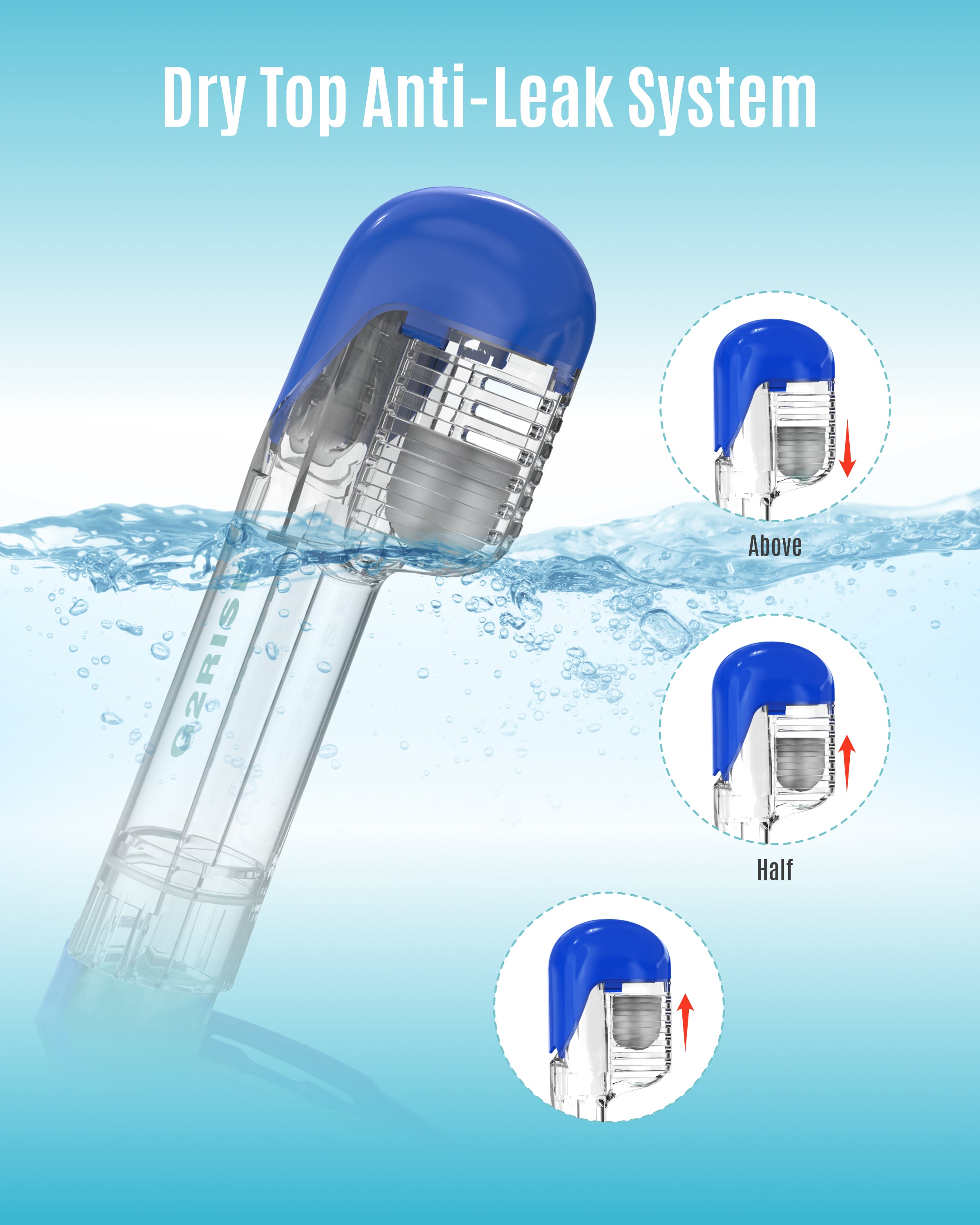 G2RISE snorkel mask with dry top anti-leak system for secure underwater use.