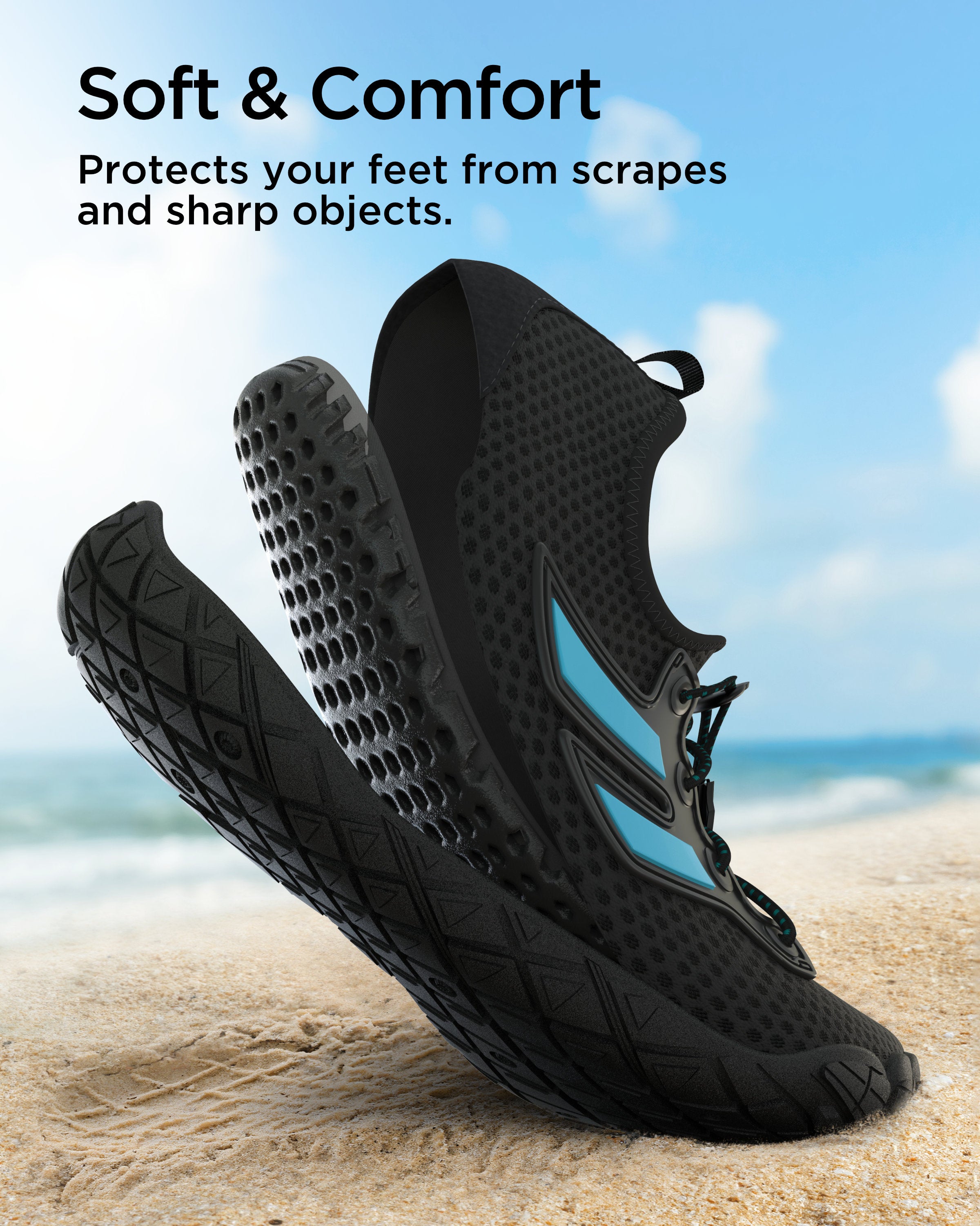 G2RISE Quick-Dry Water Shoes – Beach, Pool & Sports-Black Blue