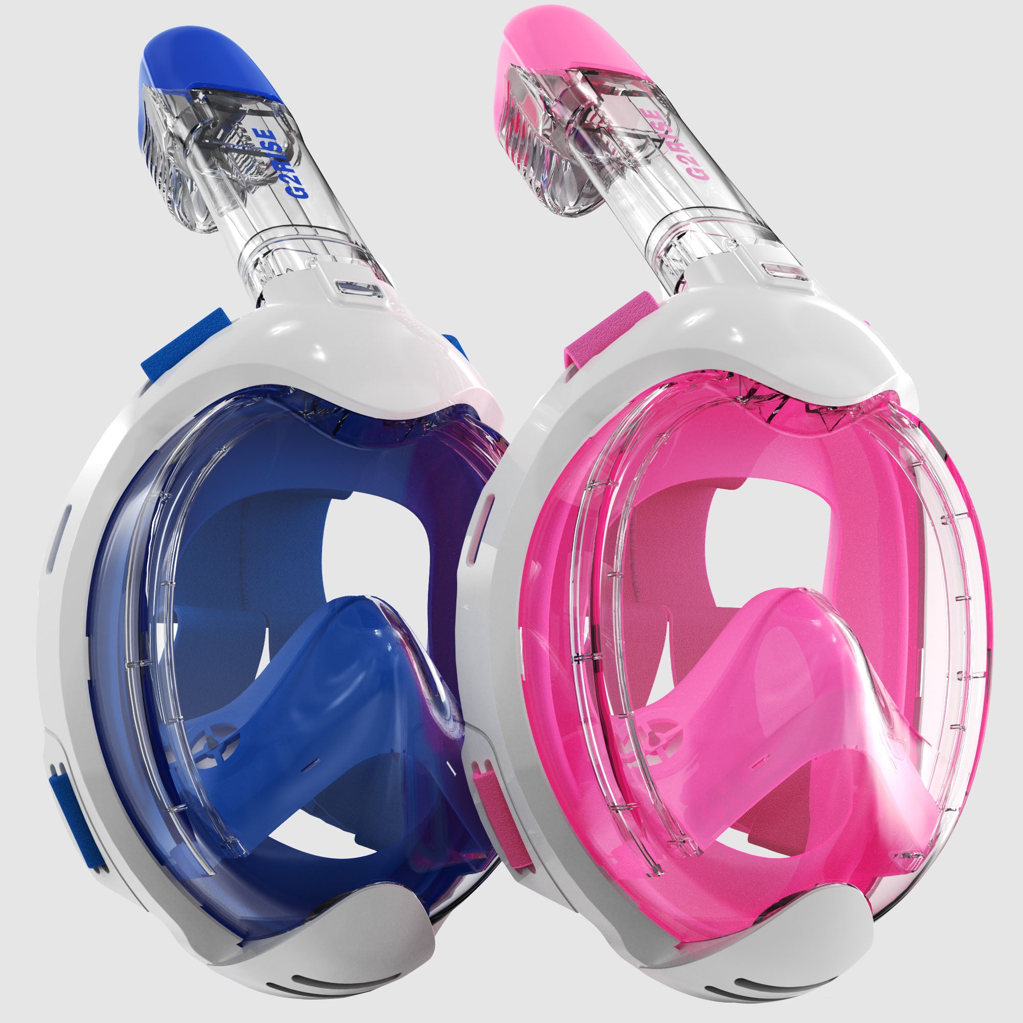 G2RISE Kids Snorkel Mask Full Face Snorkel Set-SN03 Blue-Pink