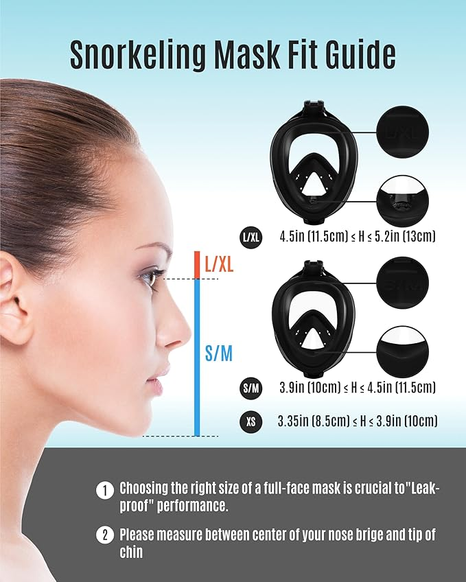 G2RISE SN04 Adult Full Face Snorkel Mask–Black