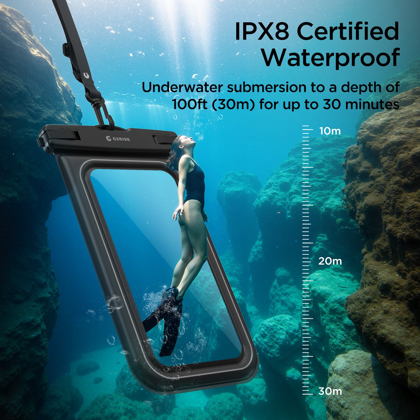 G2RISE IPX8 Waterproof Phone Pouch-Black