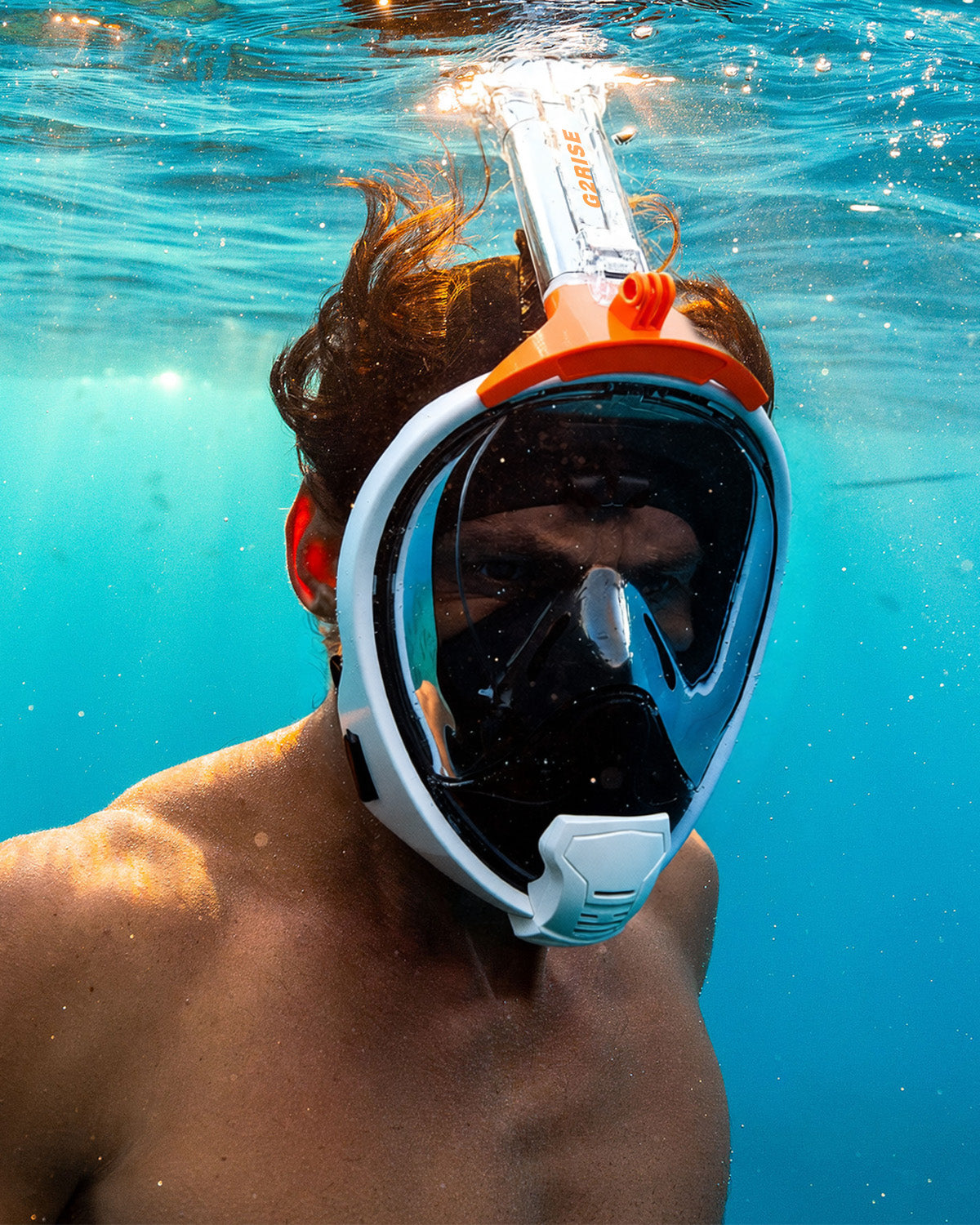 G2RISE SN04 Adult Full Face Snorkel Mask–Black Orange