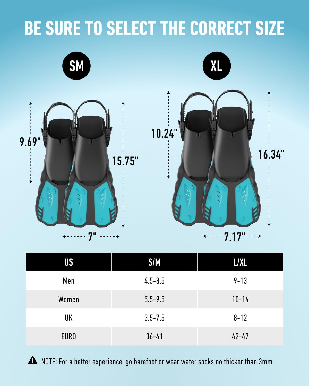 G2RISE Snorkel Fins, Adult Swim Fins for Travel