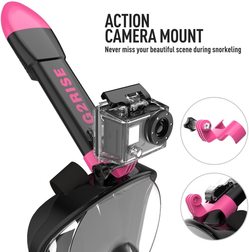 Full Face Snorkel Mask Adults-G2RISE SN01 Pink-Black