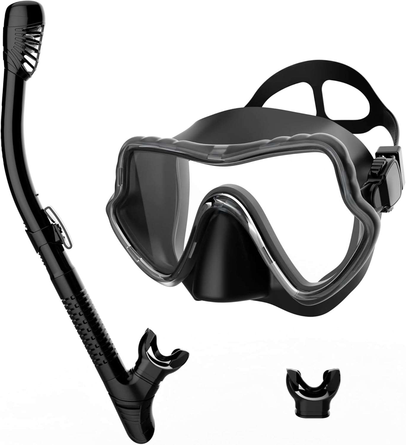 G2RISE full face snorkel mask and snorkel set in black for underwater exploration.