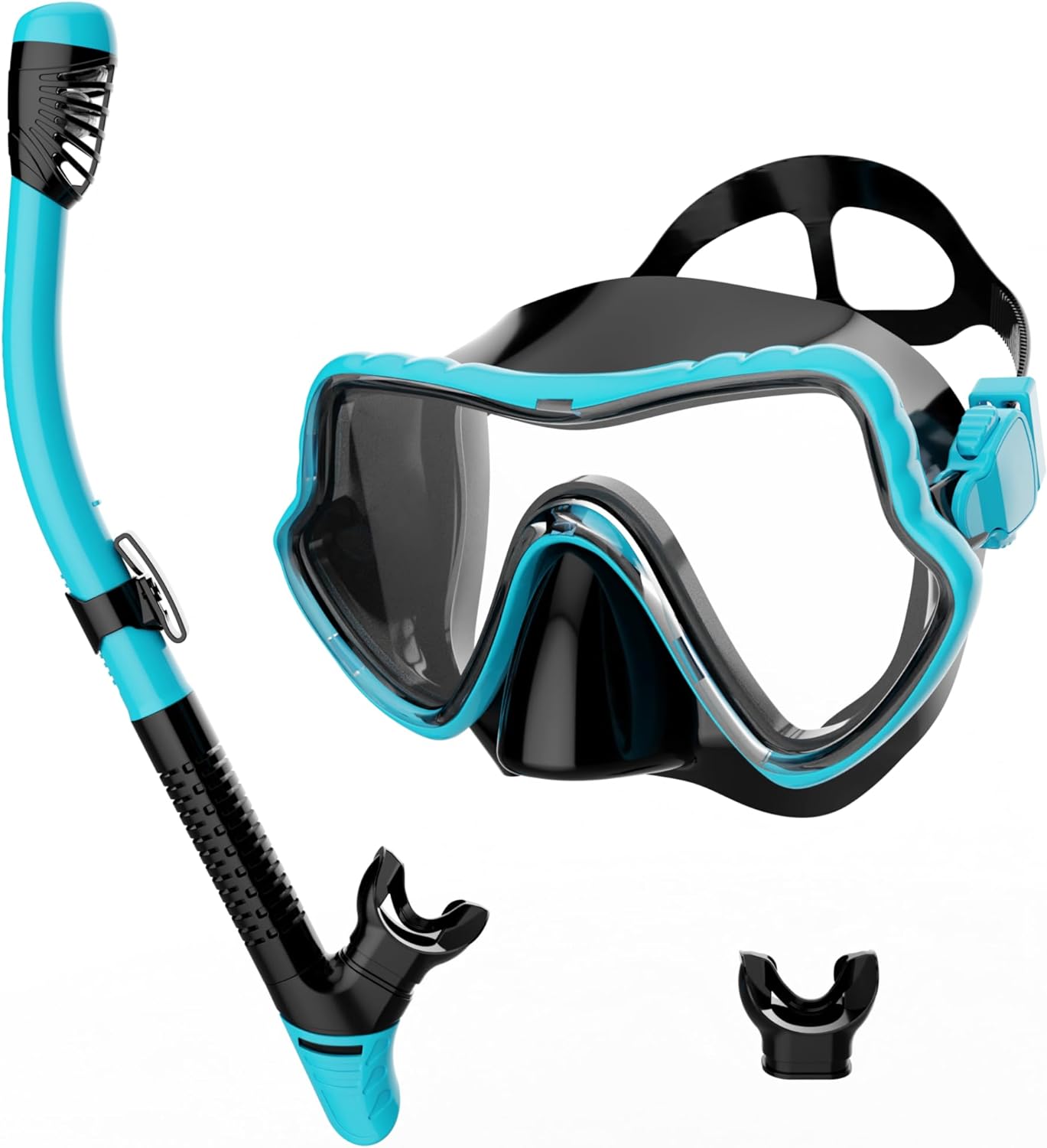 G2RISE snorkel mask and snorkel set in teal and black for comfortable underwater exploration.