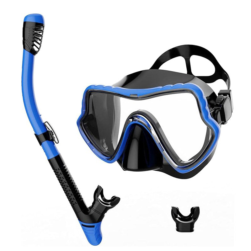 G2RISE full face snorkel mask and snorkel in blue and black for snorkeling adventures.