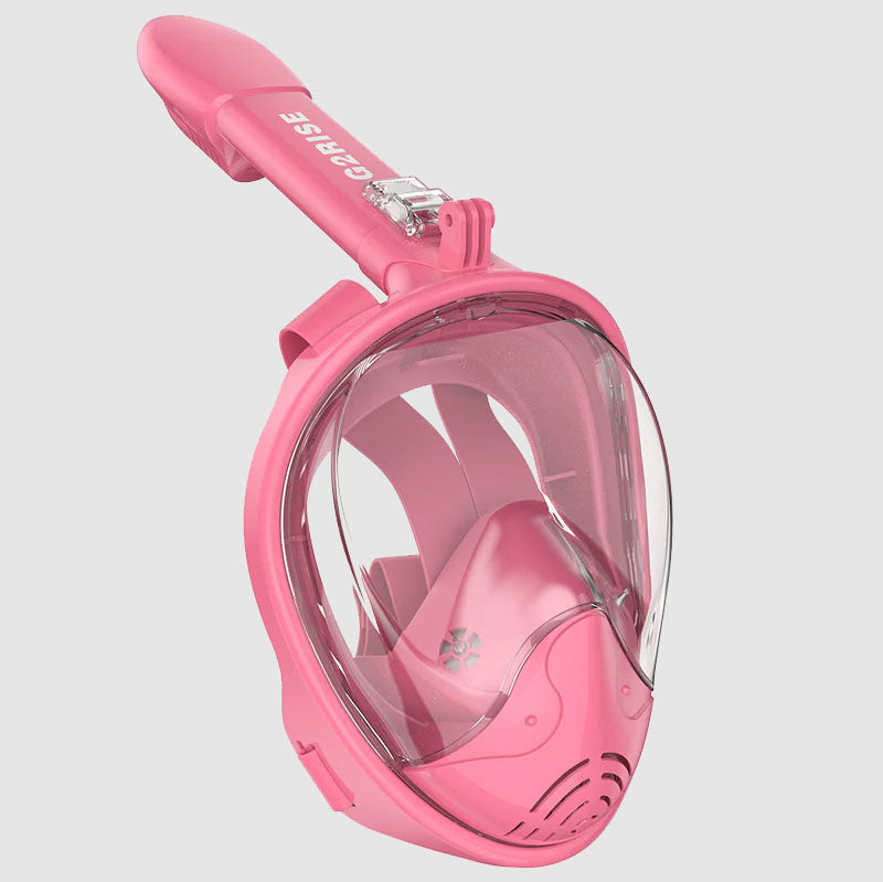 G2RISE SN01 Full Face Snorkel Mask with Detachable Camera Holder, Anti-Fog and Foldable Design, Advanced Breathing System for a Safe Adult/Kids Snorkeling Experience (L, Whiteblue