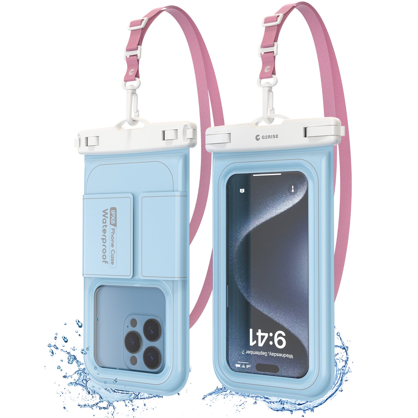 G2RISE Waterproof Dry Bag with Phone pouch-White Rose