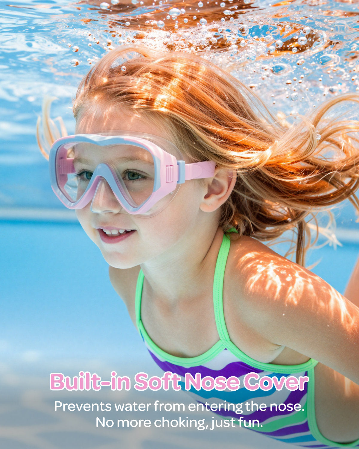 G2RISE Kids Goggles with Nose Cover, Kids Swimming Mask 3-15