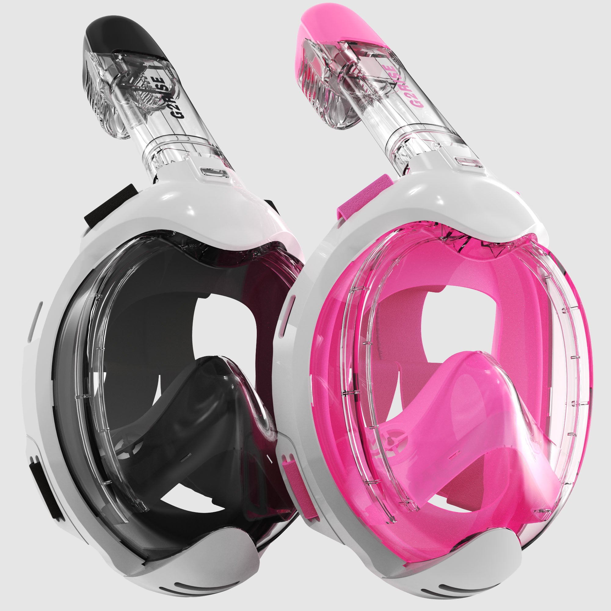 G2RISE Kids Snorkel Mask Full Face Snorkel Set-SN03 Black-Pink