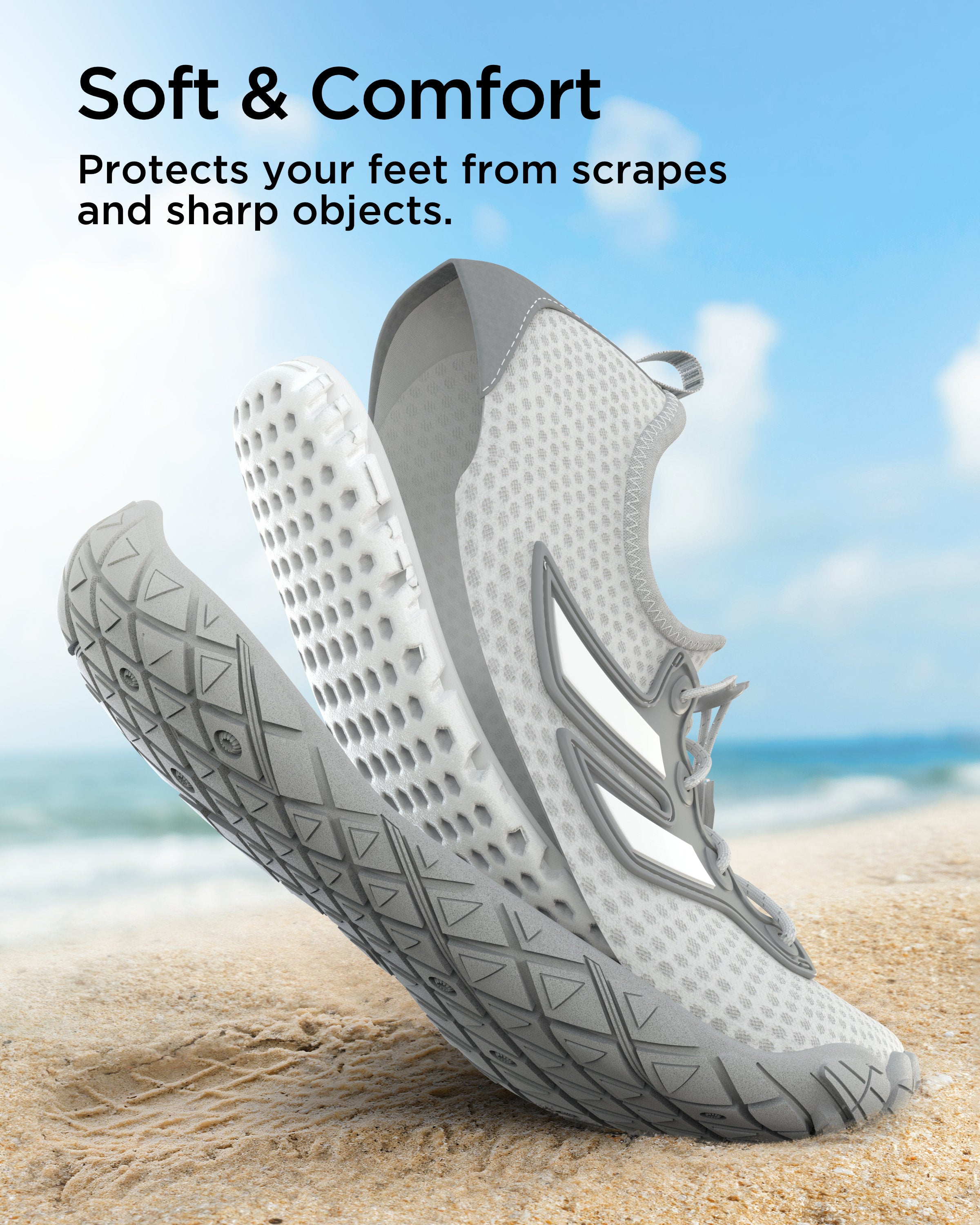 G2RISE Quick-Dry Water Shoes – Beach, Pool & Sports-White