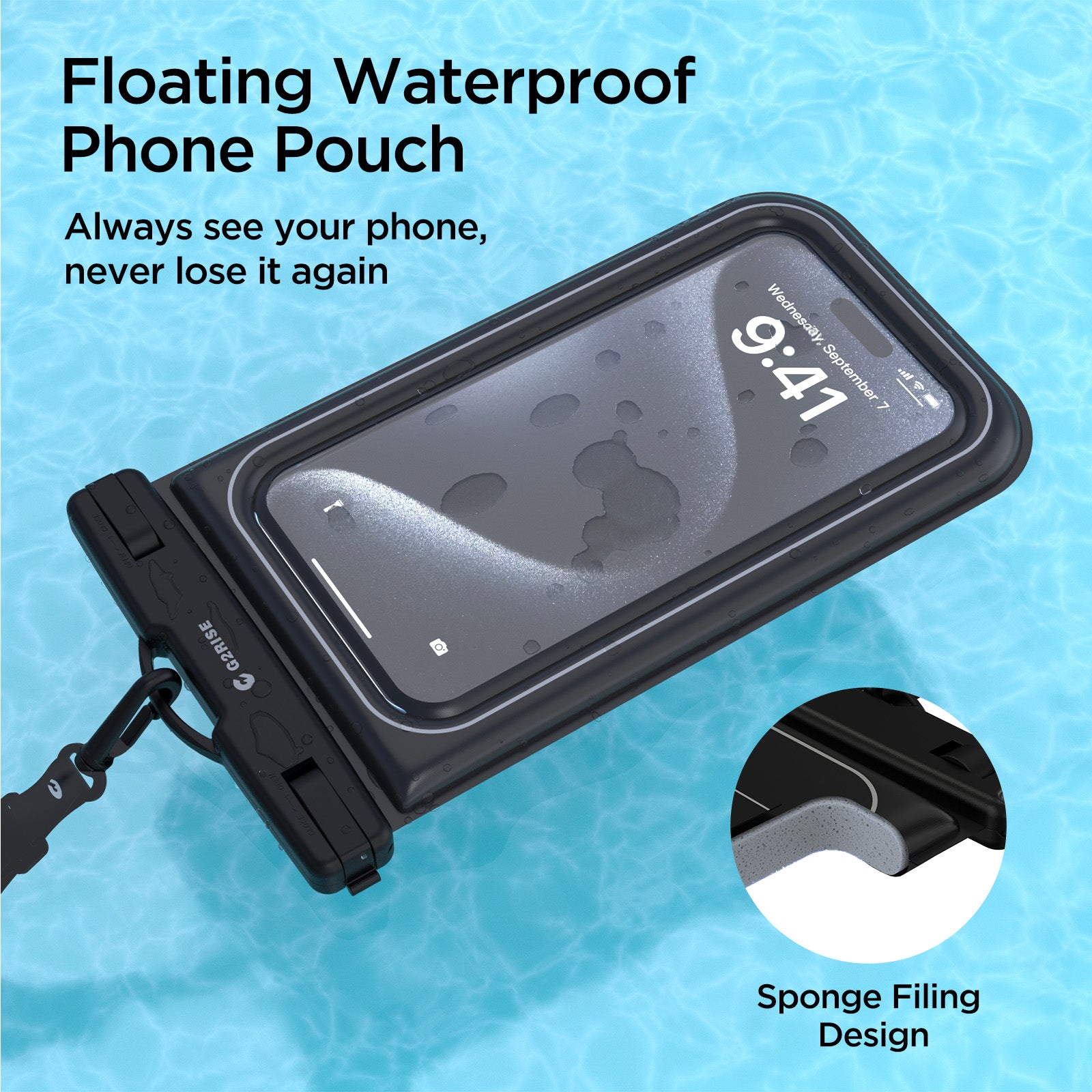 G2RISE IPX8 Waterproof Phone Pouch-Black
