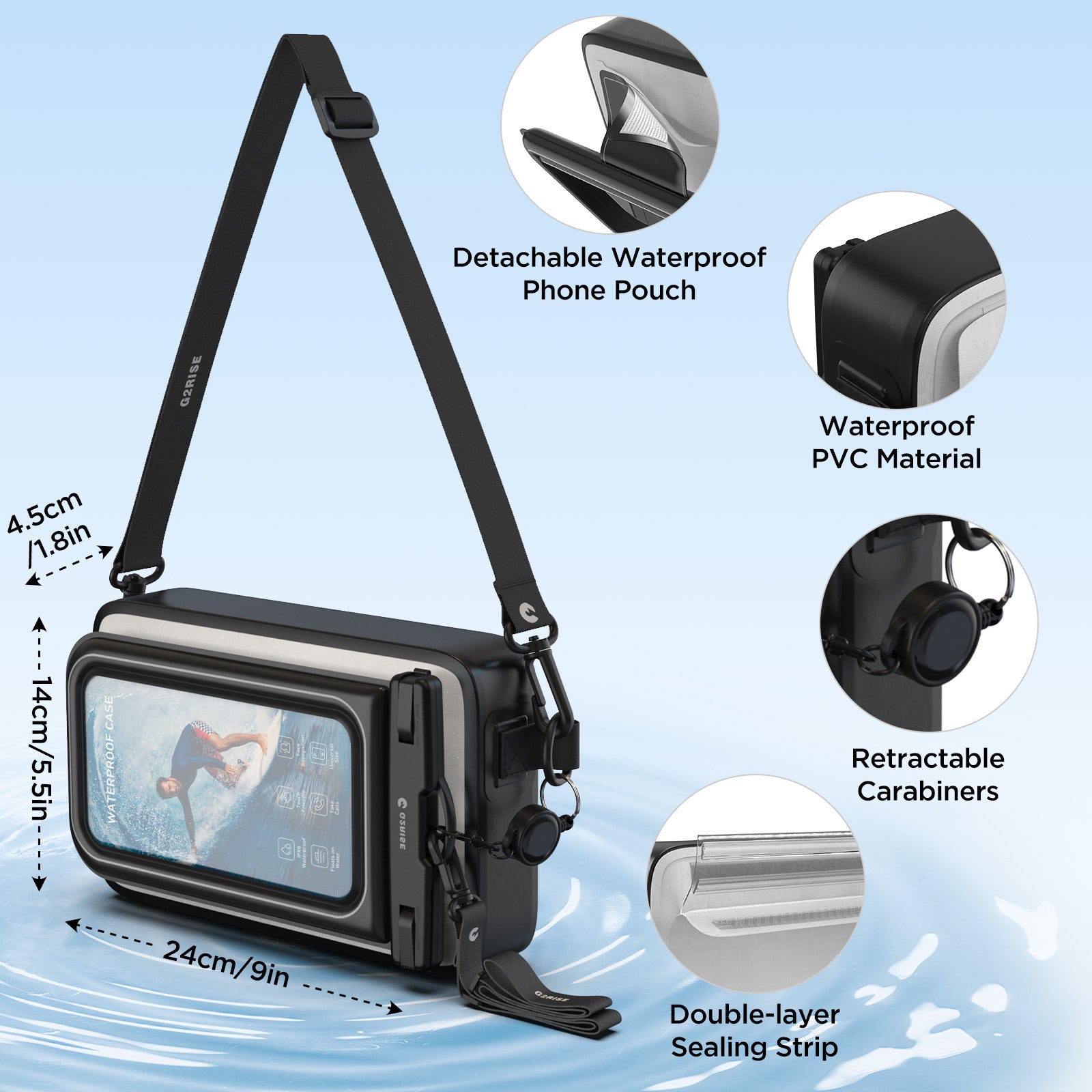 G2RISE Waterproof Dry Bag with Phone pouch