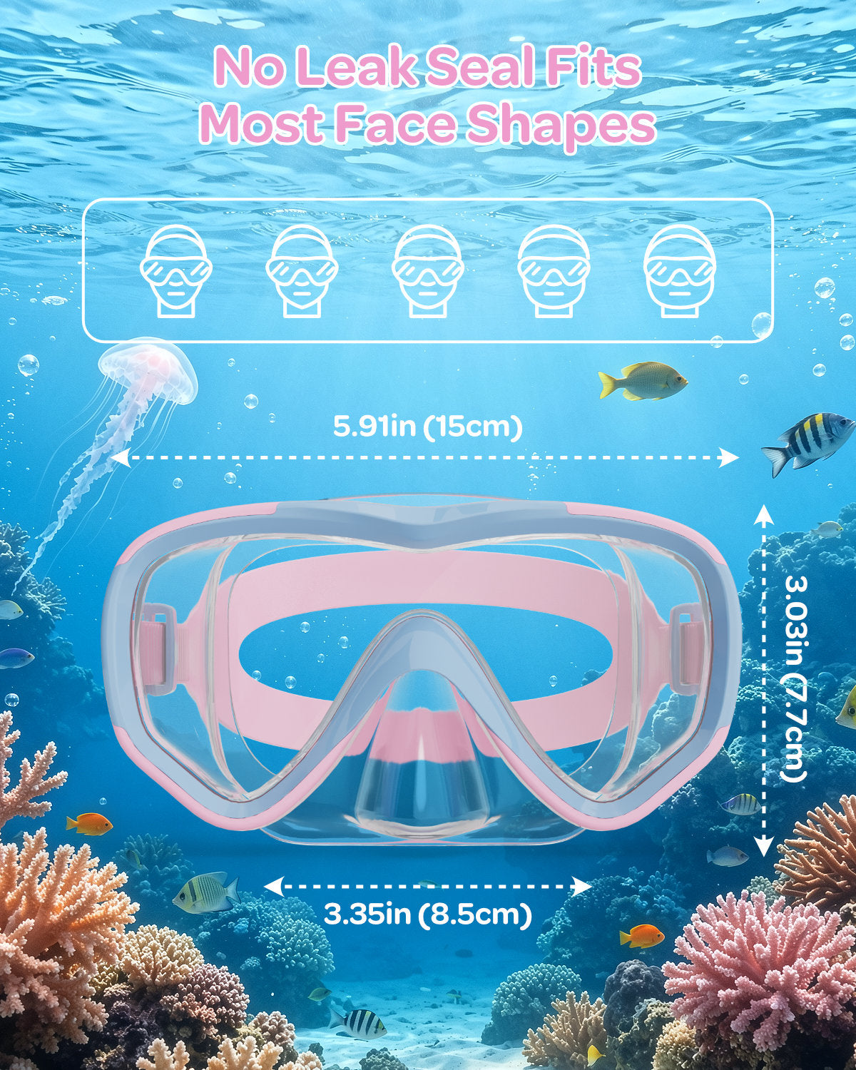 G2RISE Kids Goggles with Nose Cover, Kids Swimming Mask 3-15