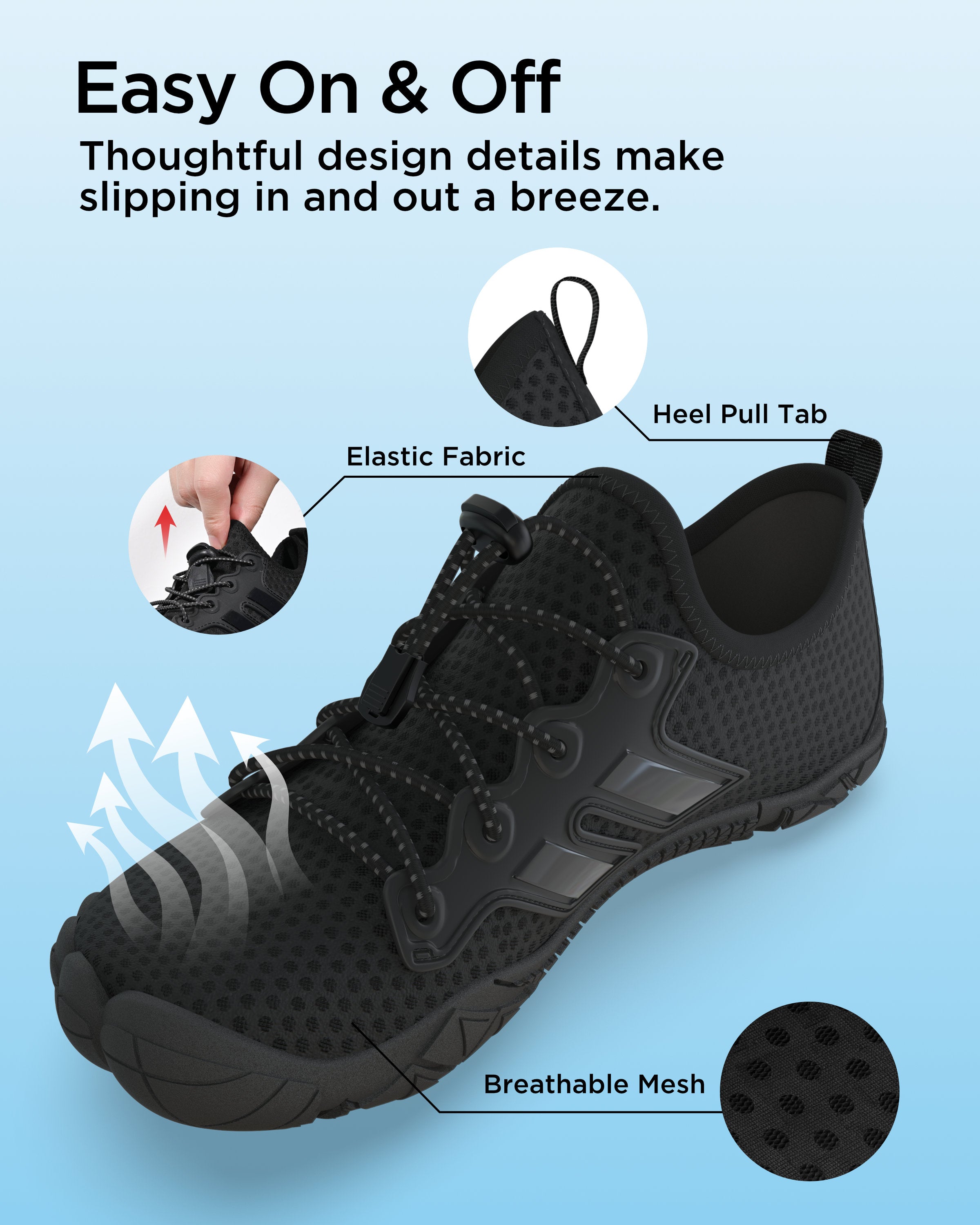 G2RISE Quick-Dry Water Shoes – Beach, Pool & Sports-Black