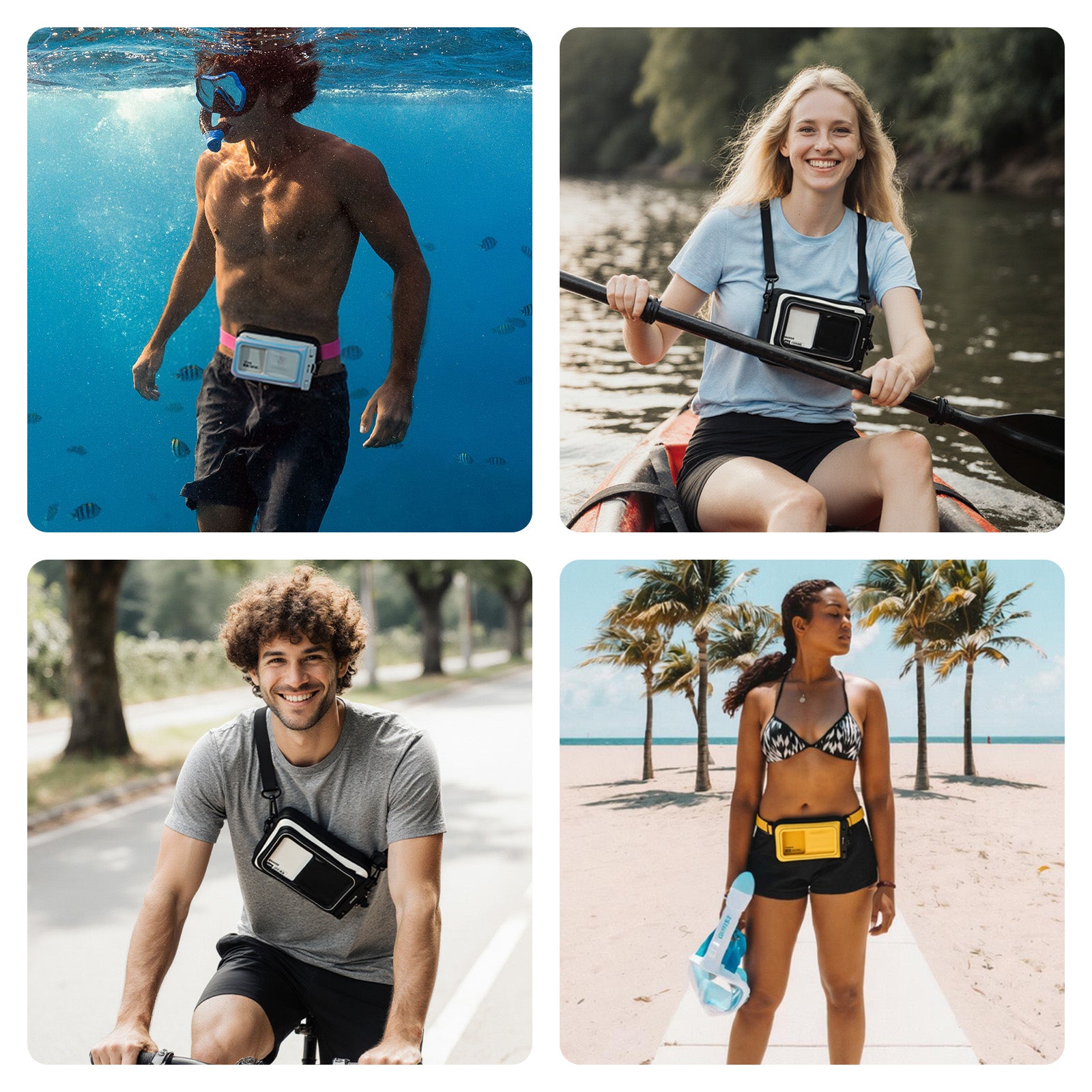 G2RISE Waterproof Dry Bag with Phone pouch-White Rose