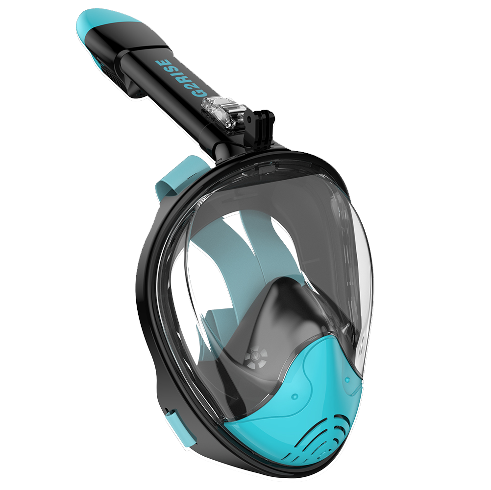 Full Face Snorkel Mask Adults-G2RISE SN01 Black-Green