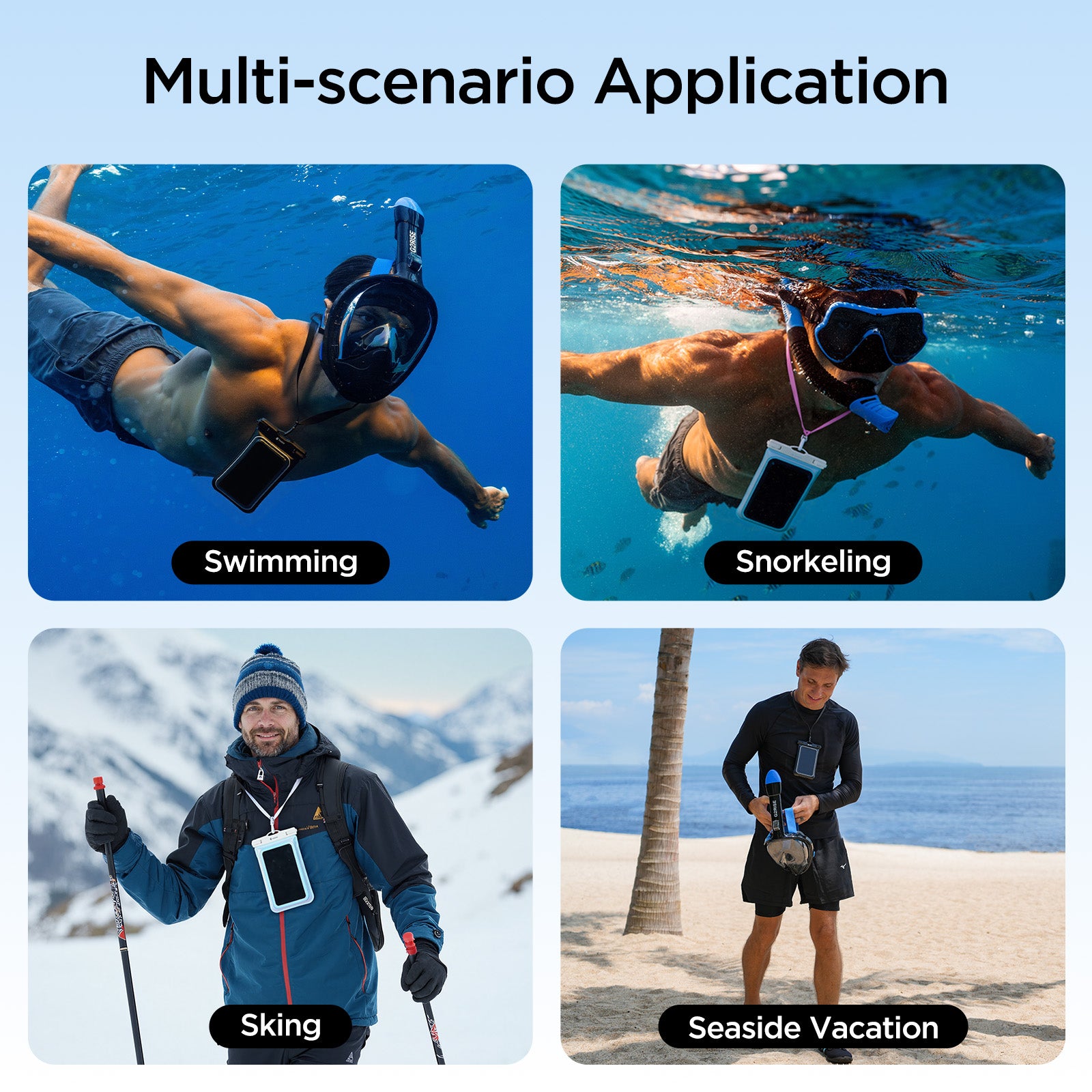 G2RISE IPX8 Waterproof Phone Pouch-Light Blue