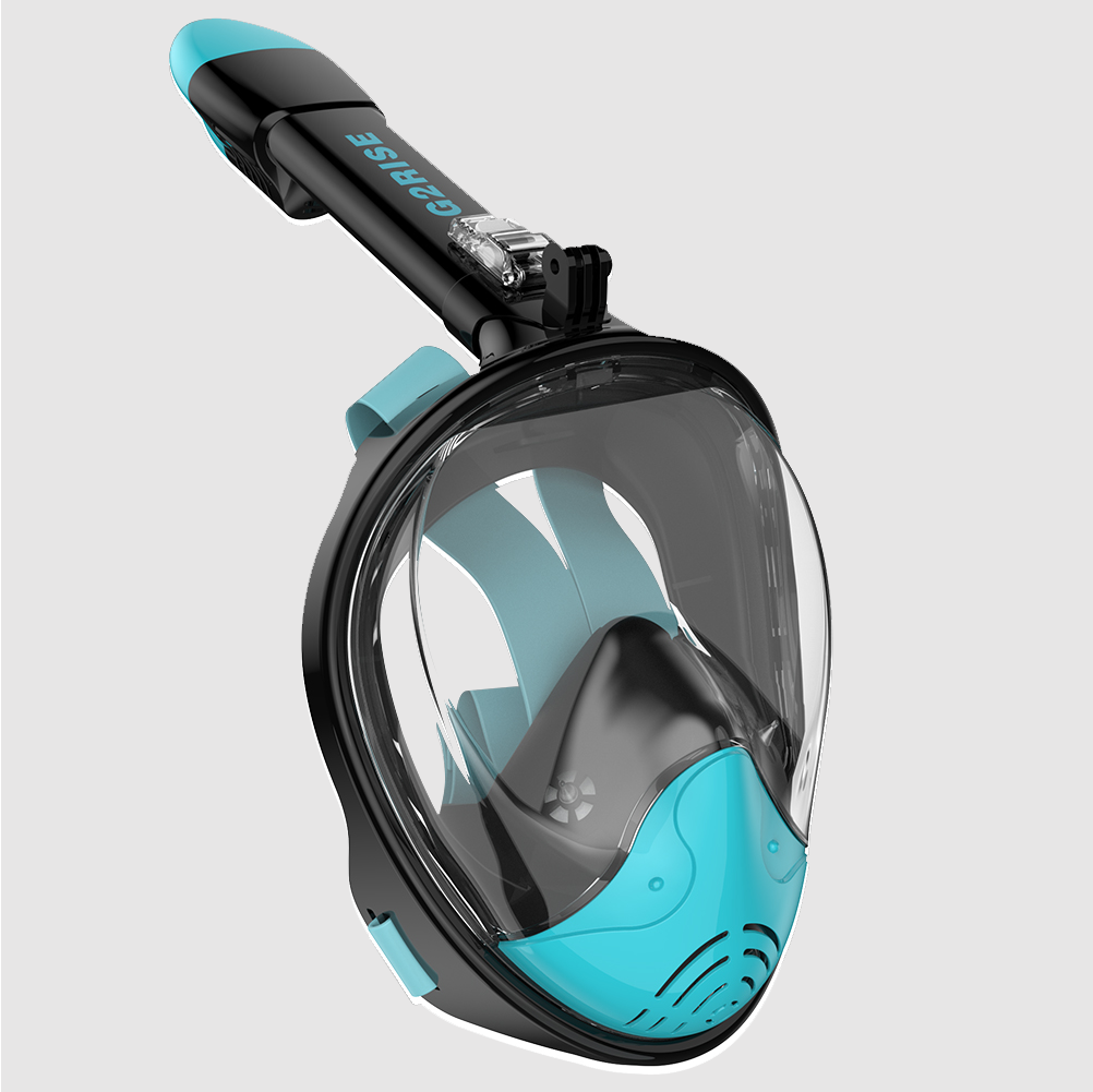 Full Face Snorkel Mask Adults-G2RISE SN01 Black-Green