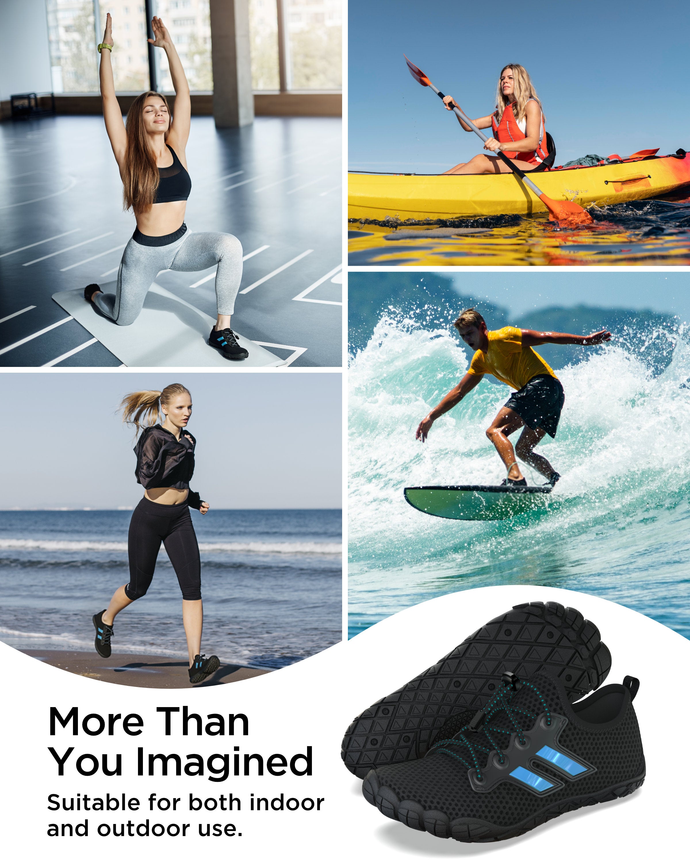 G2RISE Quick-Dry Water Shoes – Beach, Pool & Sports-Black Blue