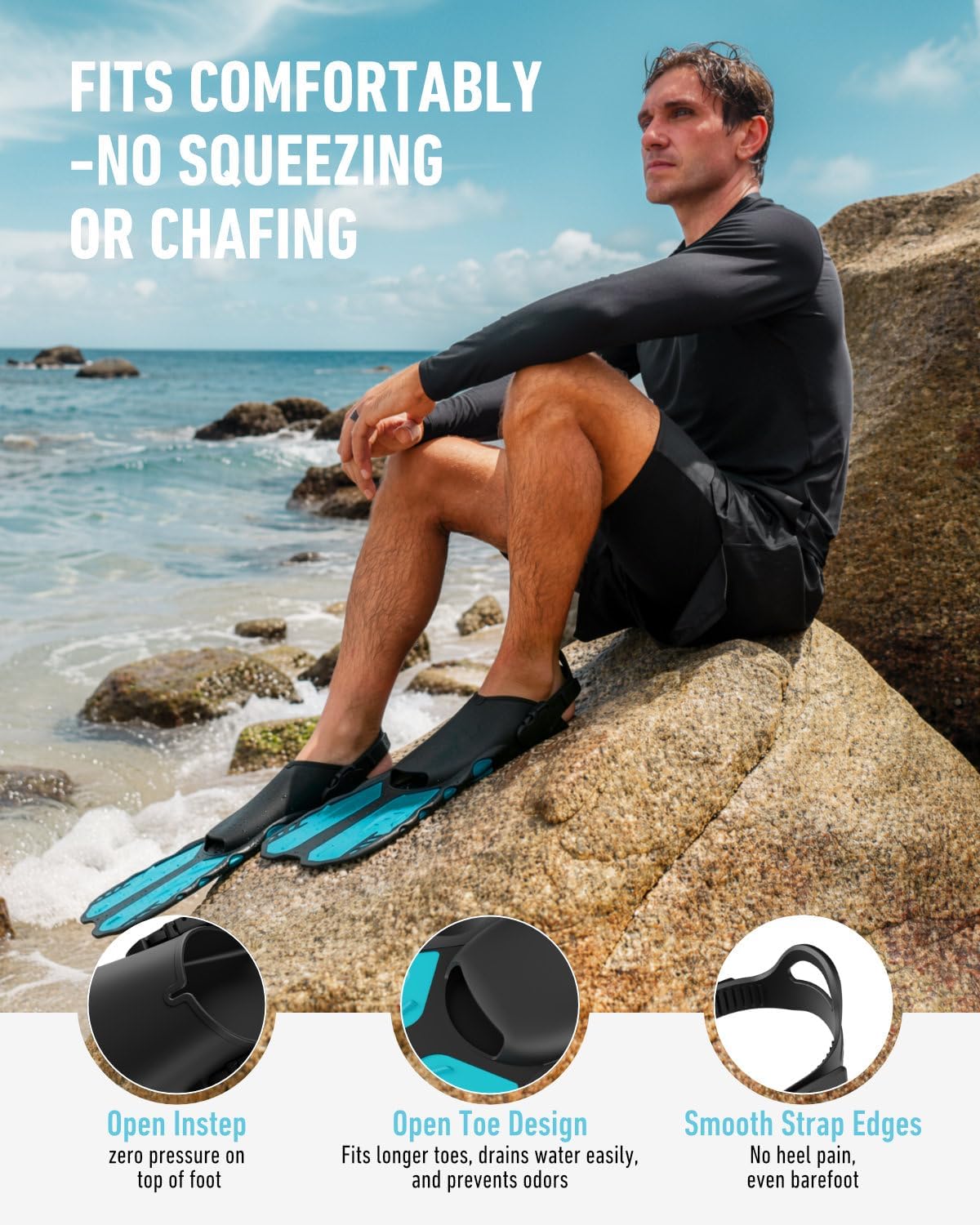 G2RISE Snorkel Fins, Adult Swim Fins for Travel