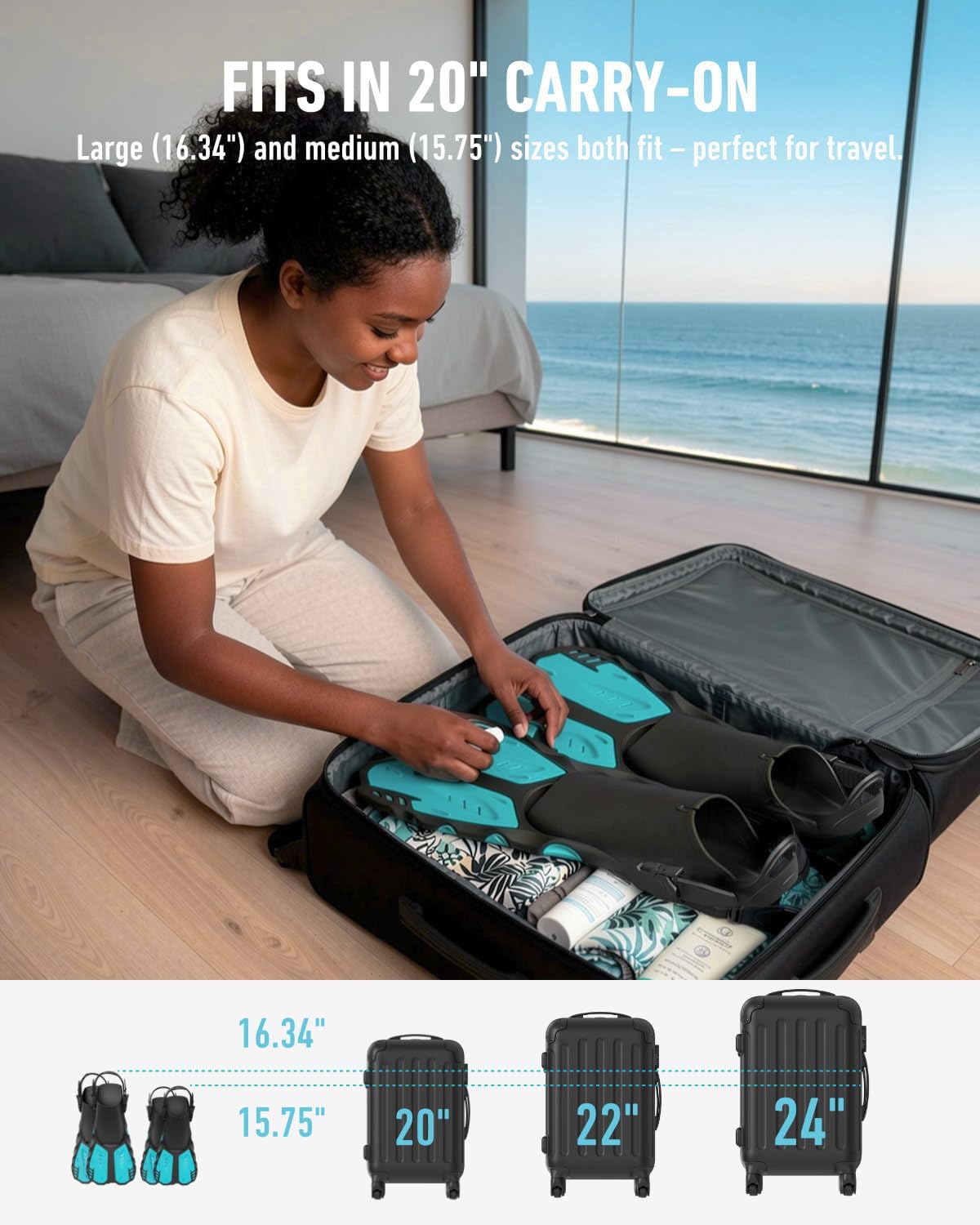 G2RISE Snorkel Fins, Adult Swim Fins for Travel