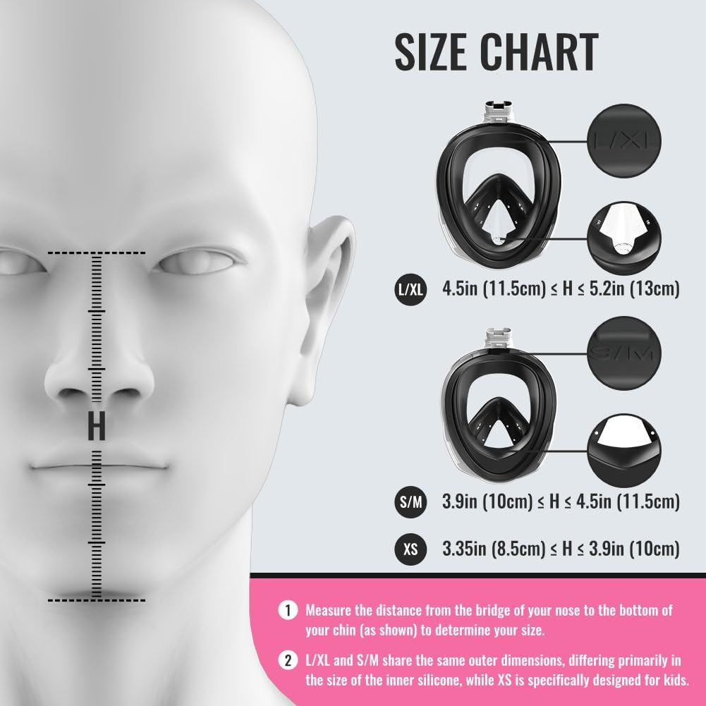 Full Face Snorkel Mask Adults-G2RISE SN01 Pink-White